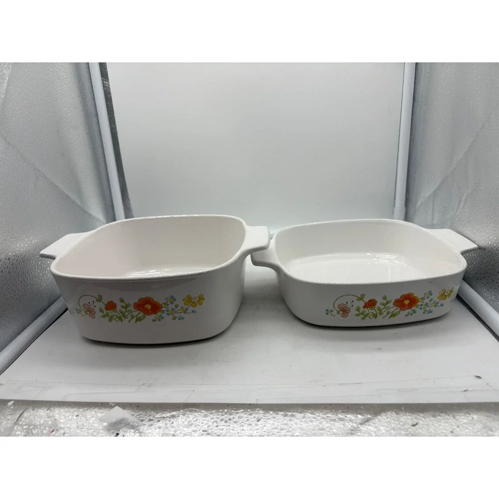 Corning Ware Wildflower Floral Cookware Set 2 Casserole Baking Dishes NO LIDS